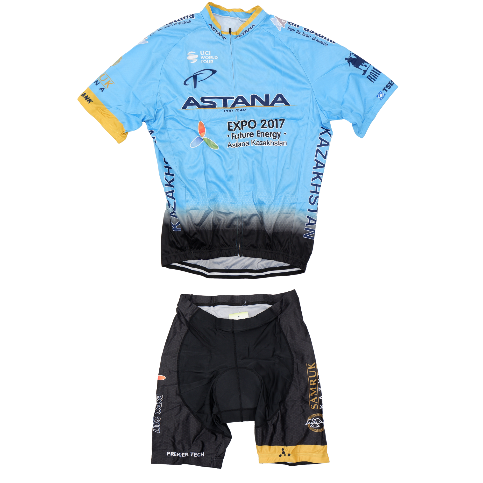 ชุดปั่นจักรยานแขนสั้นลายทีม เสื้อ+กางเกง เป้าเจลแท้ ลดราคาพิเศษ