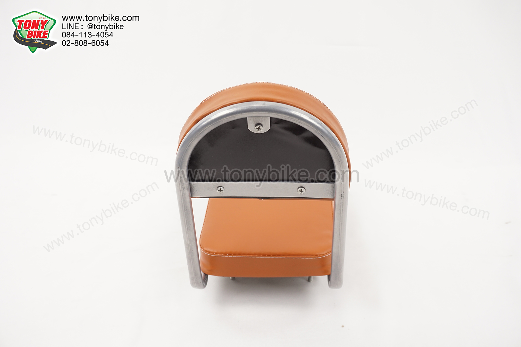 ที่นั่งเด็ก ติดตะแกรงหลัง มีพนักพิง สีน้ำตาล