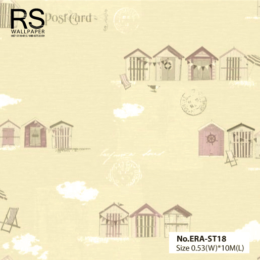 วอลเปเปอร์ ลายบ้านน่ารักๆ โทนสีเหลือง No.ERA-ST18