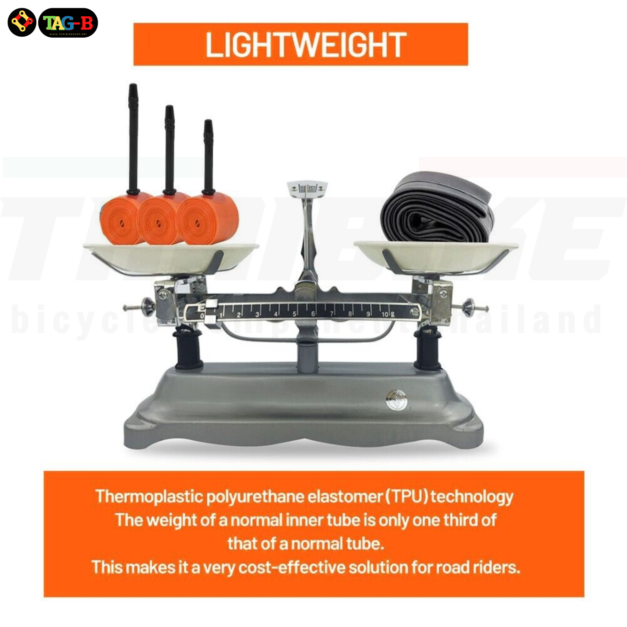 ยางในจักรยานเสือหมอบตัวเบา Ultralight TPU 700x18-32C Road Bike 45/65/85mm แถมงัดยาง 2 ชิ้น