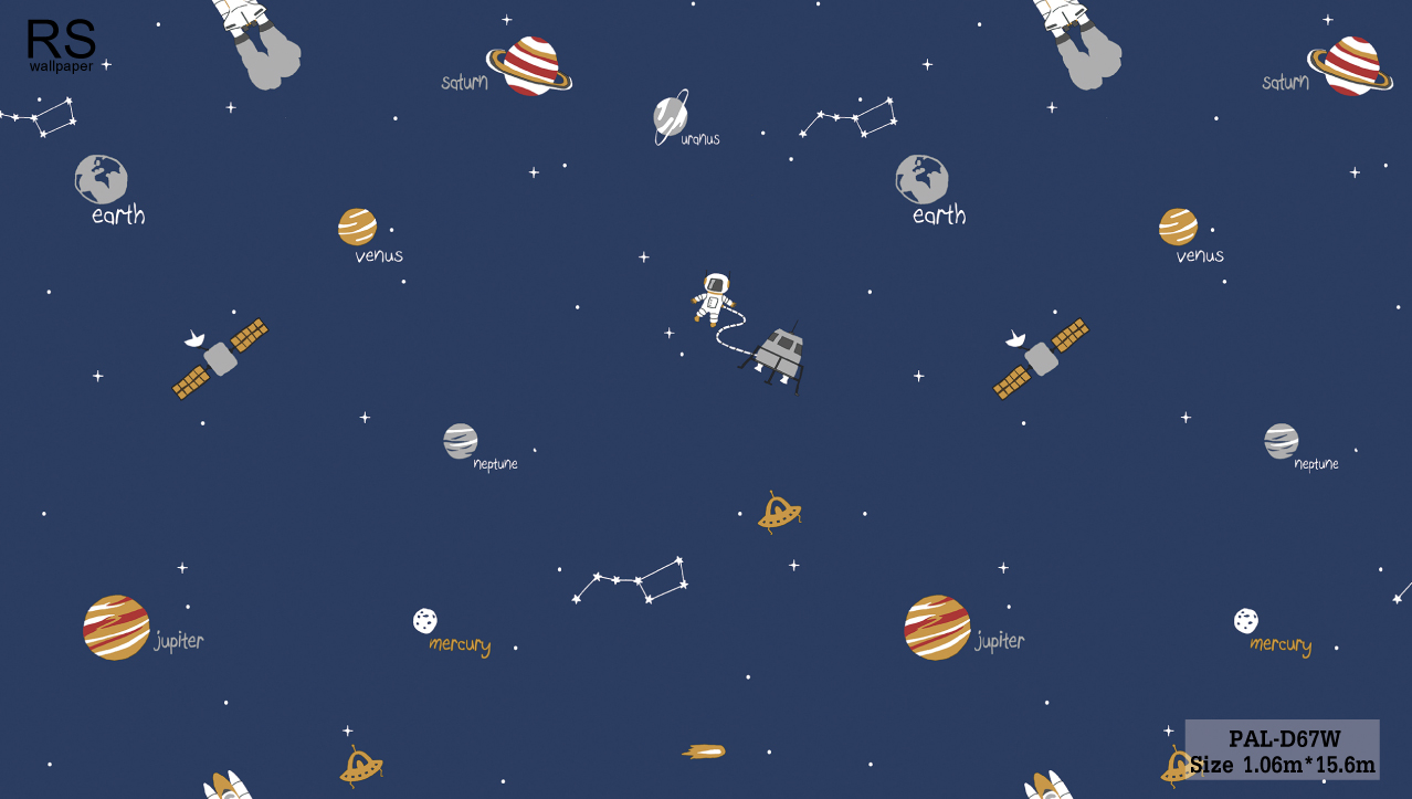 วอลเปเปอร์ ลายกาแล็คซี จักรวาลดวงดาว พื้นสีน้ำเงิน PAL-D67W