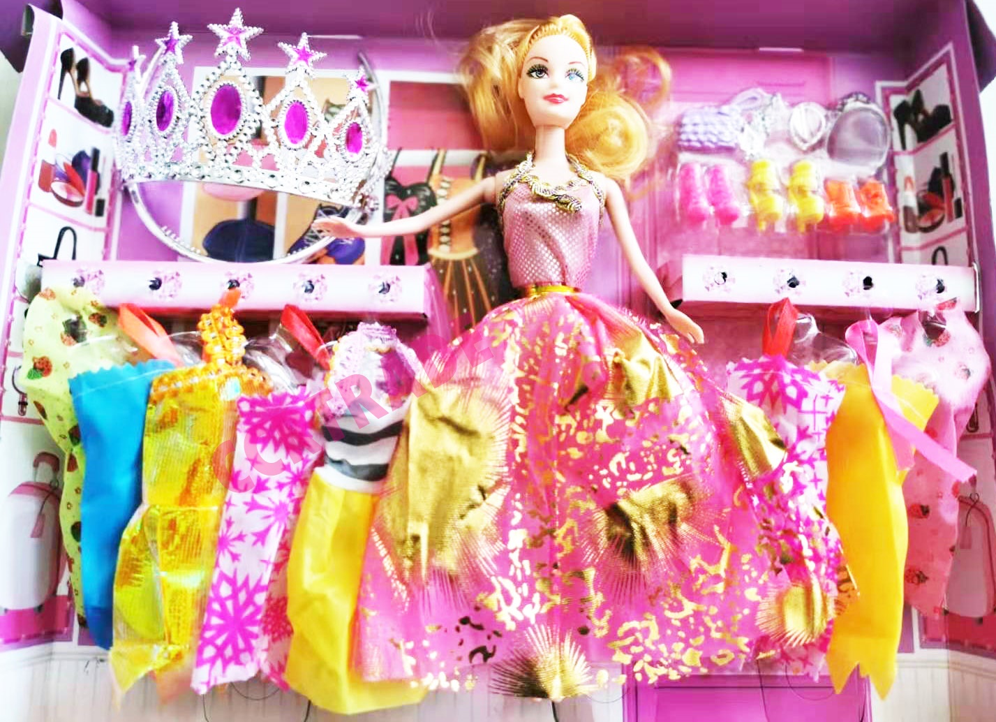 ชุดบาร์บี้เจ้าหญิงมงกุฎ+ชุดกระโปรง 8 ชุดกล่องใหญ่ 38 ซม.(1x3)