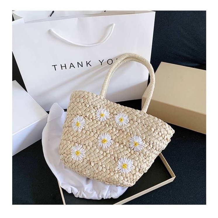 กระเป๋าสาน ดอกเดซี่เล็กๆ น่ารักมาก🎀 ค่าส่งถูก❤️ส่งไวจาก กทม