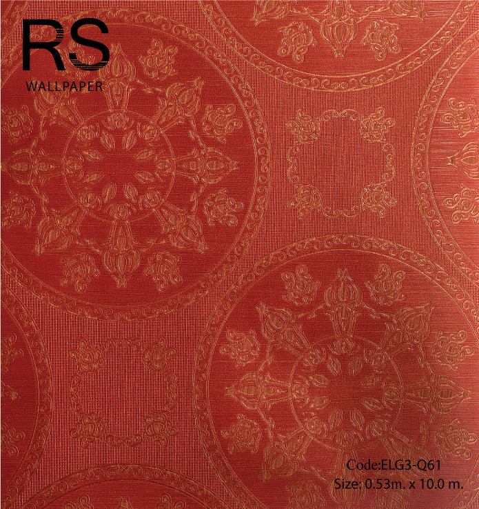 วอลเปเปอร์ลายคลาสสิคสีทองพื้นสีแดงอมสีส้ม ELG3-Q61
