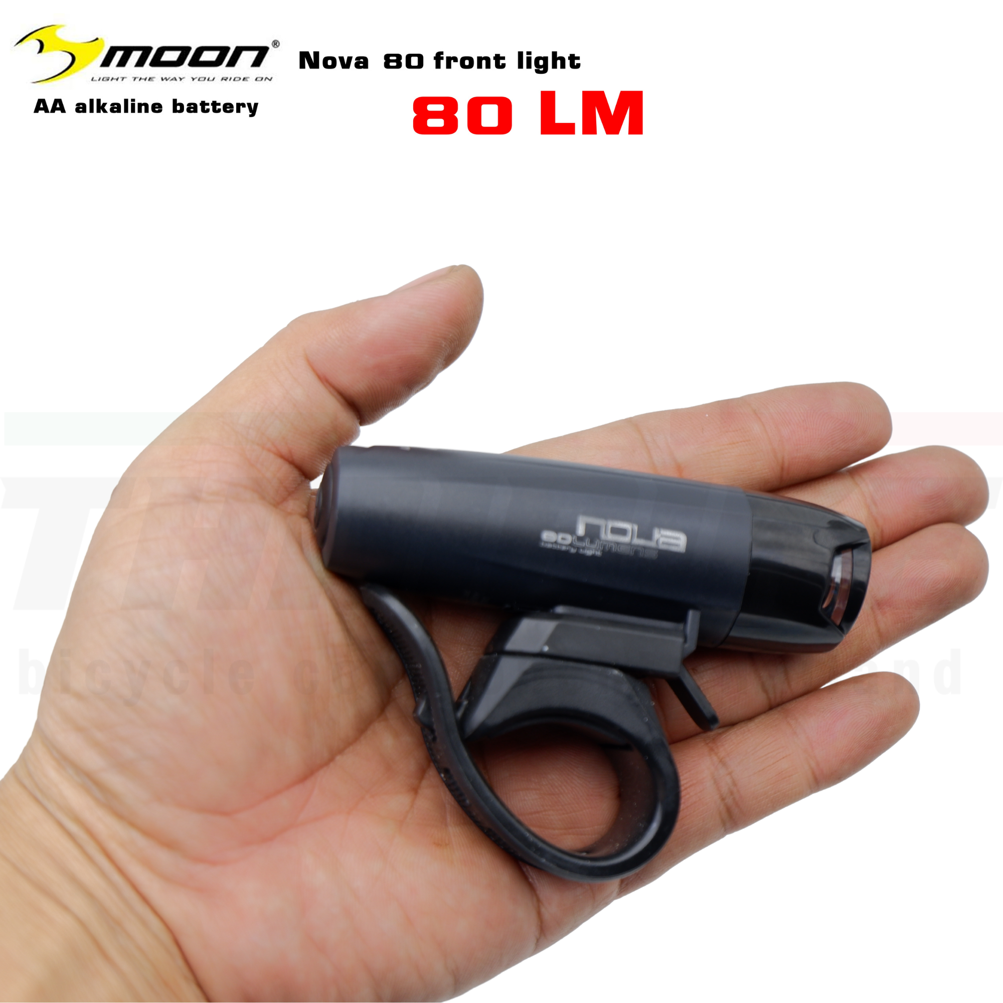 ไฟหน้าจักรยานเสือหมอบ เสือภูเขา MOON NOVA 80LM แบบใช้ถ่าน