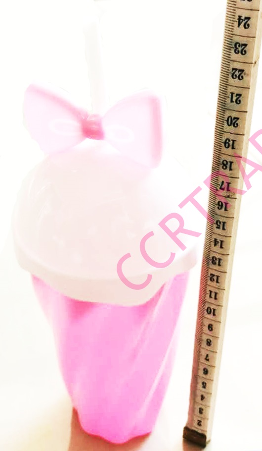 แก้วเกลียวสีหวาน+หลอดโบว์ 8x16 ซม.(งานหนา)