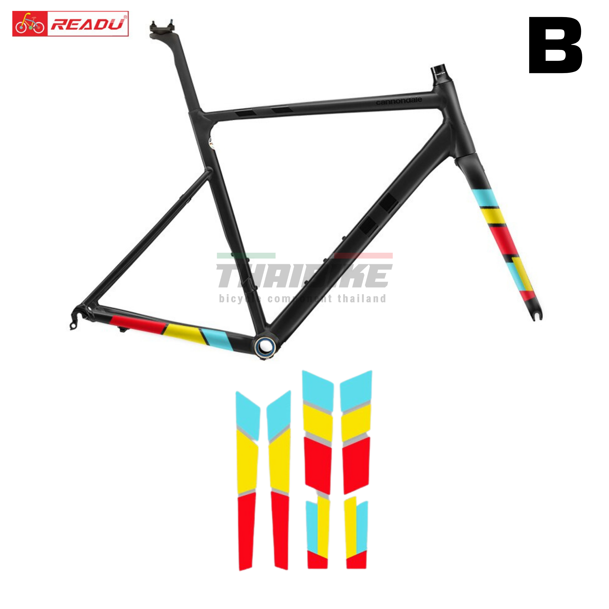 สติกเกอร์ติดเฟรมจักรยาน READU สติกเกอร์ลายทีม 1 ชุด 4 ชิ้น