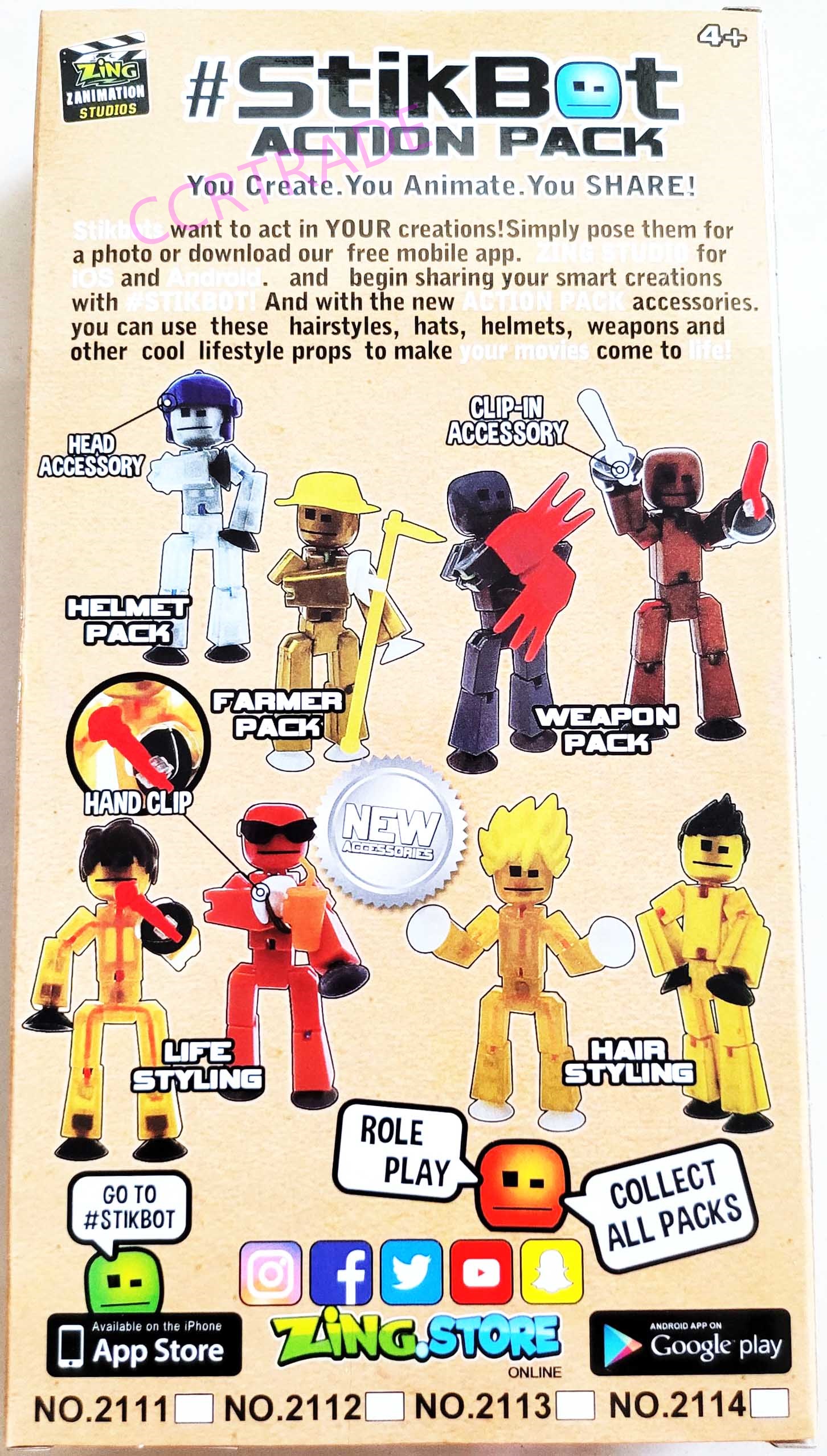 เซ็ทหุ่น StikBot+อุปกรณ์กล่อง 12.5x24 ซม.(งานห้าง)(1x6)