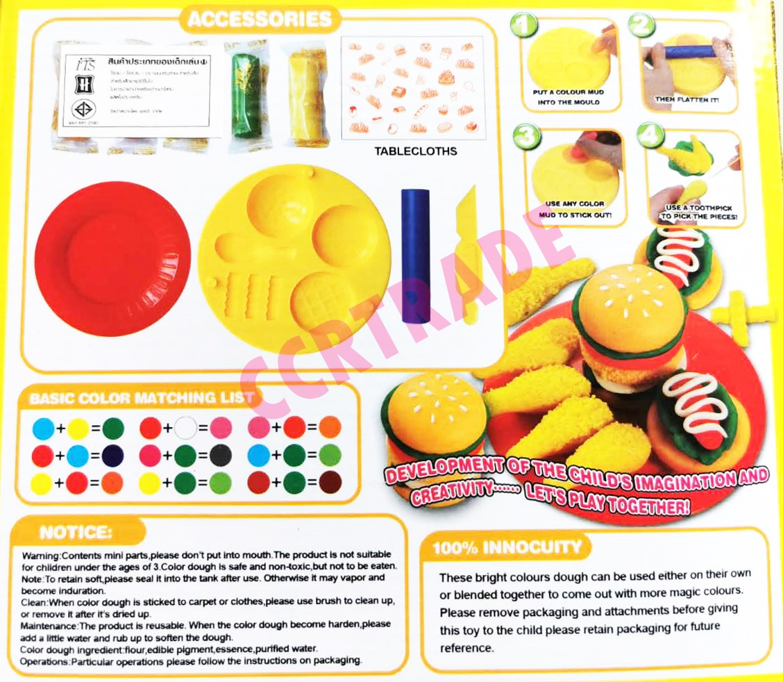 ชุดแป้งโดอาหารฟาสฟู๊ดกล่อง 14 ซม.(งานห้าง)(1x6)