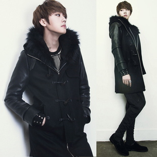 เสื้อกันหนาวแฟชั่นนำเข้า เสื้อโค้ท พร้อมส่ง สีดำ ตัวยาว มีฮู้ด พร้อมเฟลอขนสัตว์เทียม ใส่ไปต่างประเทศได้