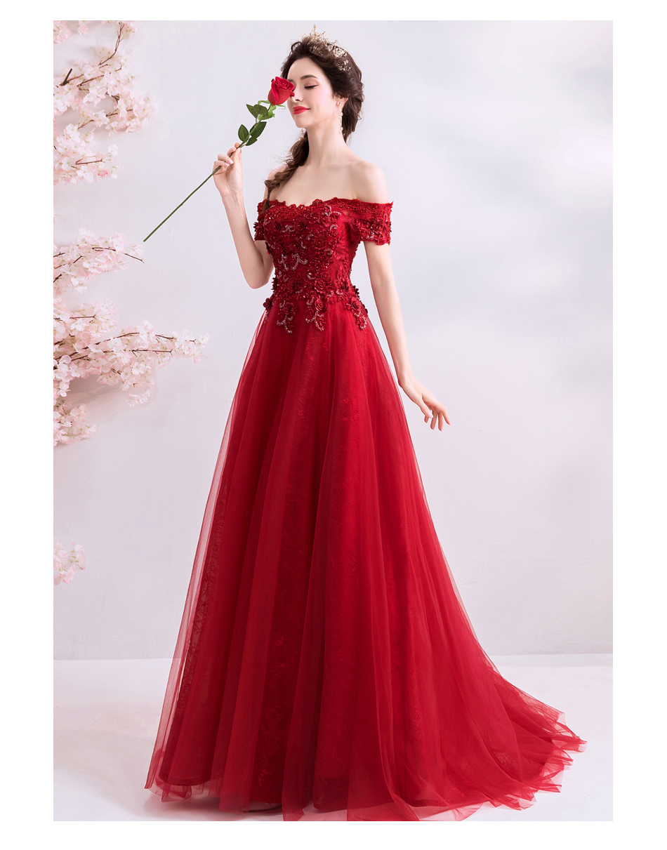 DL106 **พรีออเดอร์** ชุดออกงานสีแดง ชุดราตรี เดรสยาวออกงาน (Night party dresses) ชุดไปงานแต่งงานสวยๆ "ธีมสีแดง"