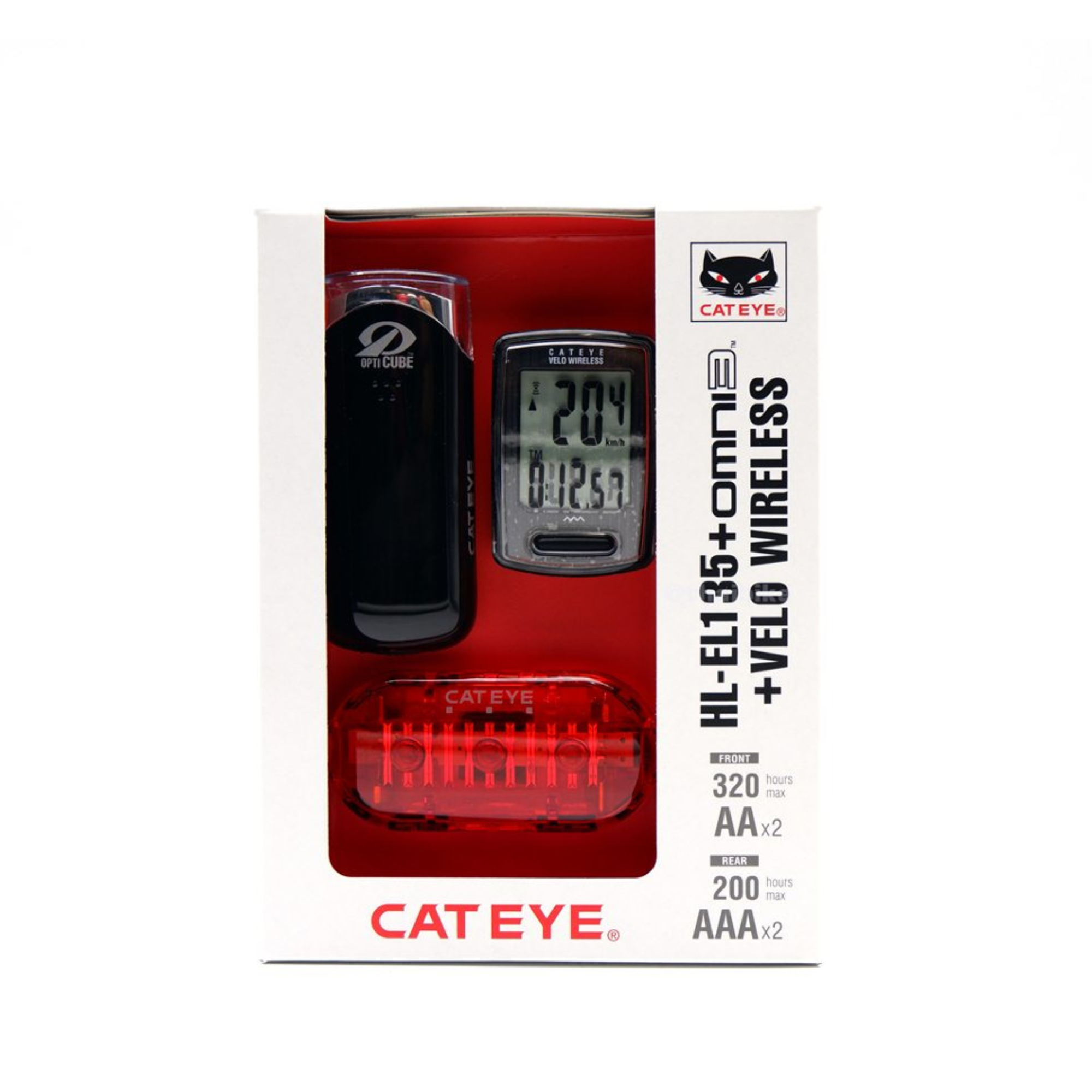 CATEYE ไฟหน้า ไฟท้าย ไมล์ไร้สาย ชุดแคทอาย KIT SET GS17, 3 ชิ้น VELO (EL135/ LD135/ VT230W)