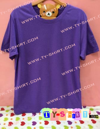 เสื้อยืดคอกลมแขนสั้นสีม่วง เสื้อยืดเปล่า เสื้อคอกลม