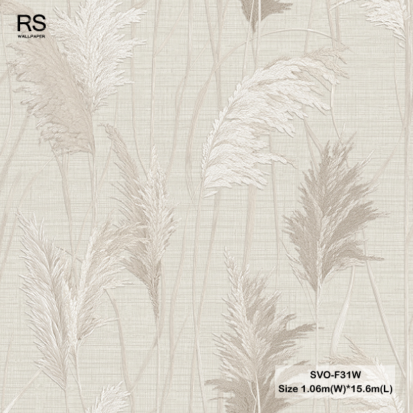วอลเปเปอร์ลายดอกหญ้า สีเทาอ่อน SVO-F31W