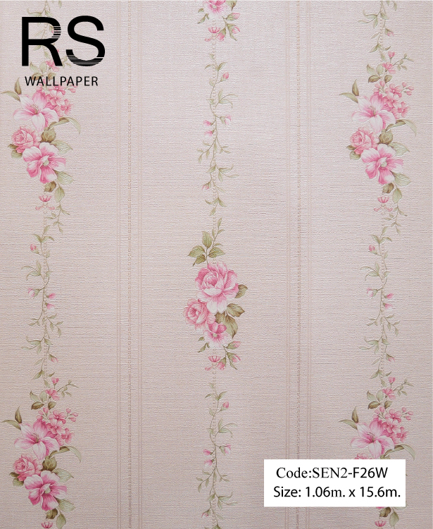 วอลเปเปอร์ทางดอกไม้โทนสีชมพูช่องห่าง 10.8 ซ.ม. SEN2-F26W