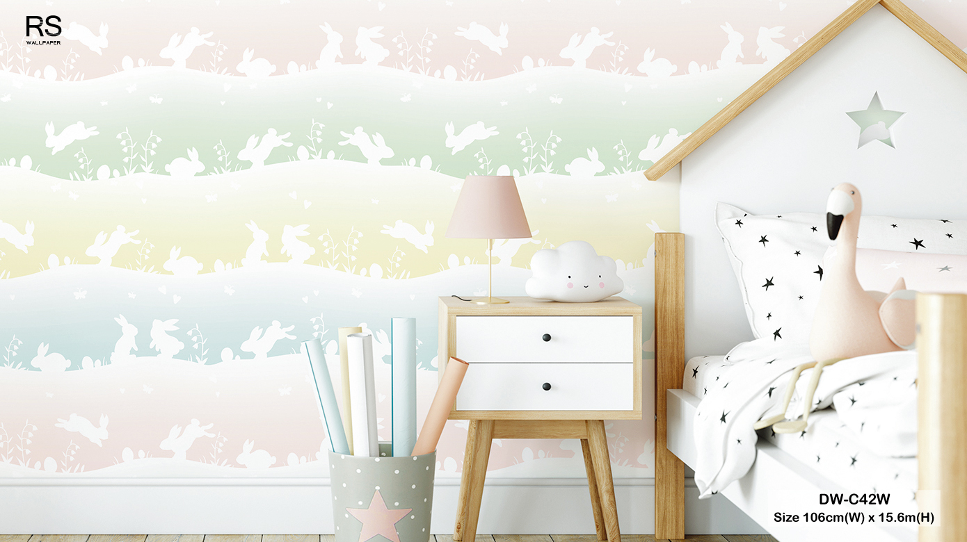 วอลเปเปอร์ห้องเด็ก ลายกระต่าย Jumping Bunny No.DW-C42W