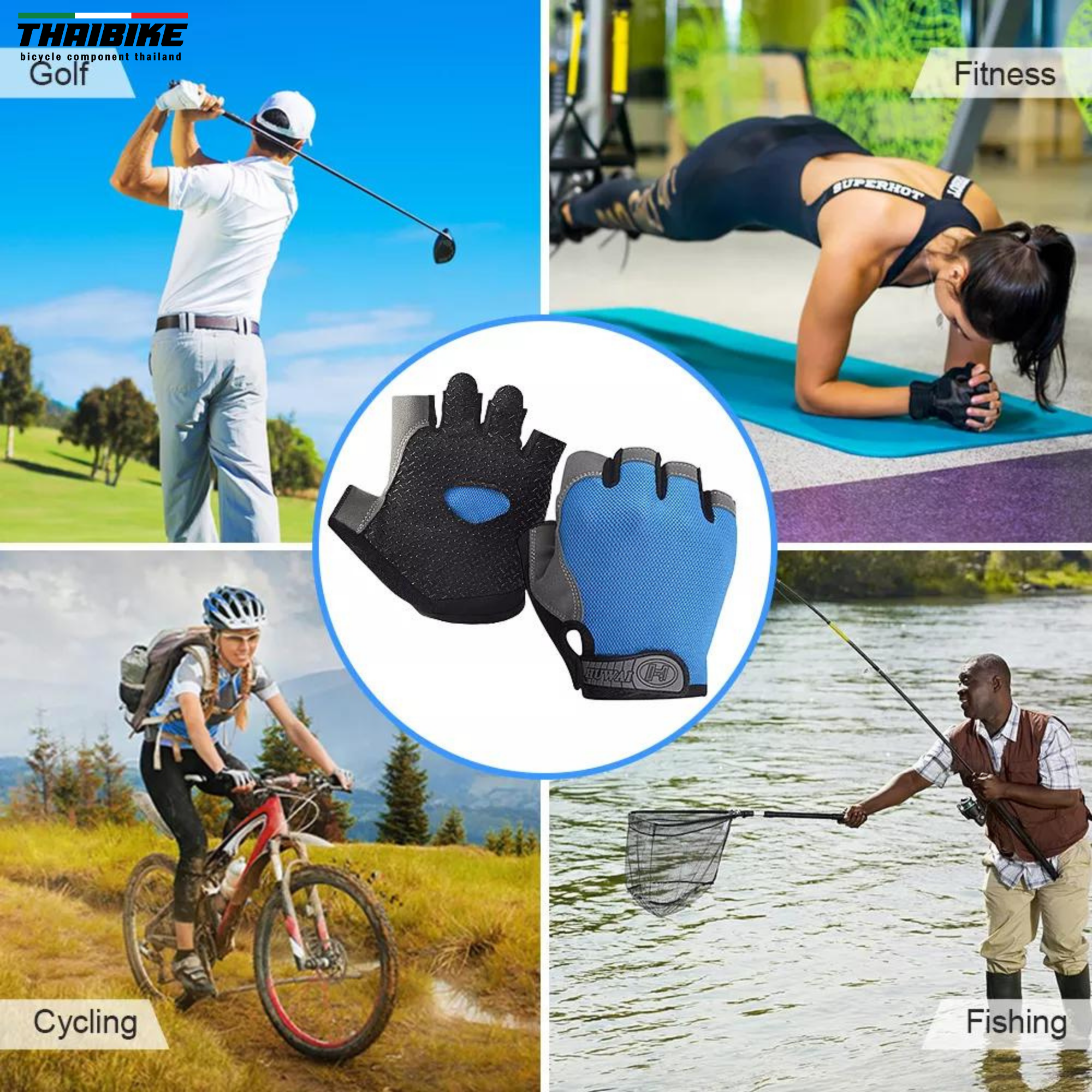 ถุงมือปั่นจักรยาน ถุงมือมอเตอร์ไซต์ THAIBIKE SAIDINI