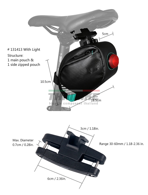 กระเป๋าใต้อานจักรยานแบบกันน้ำ THAIBIKE 131412