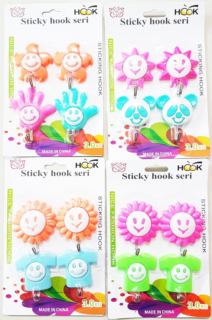 ขอแขวนคละลาย 4ชิ้นแผง 22ซม.