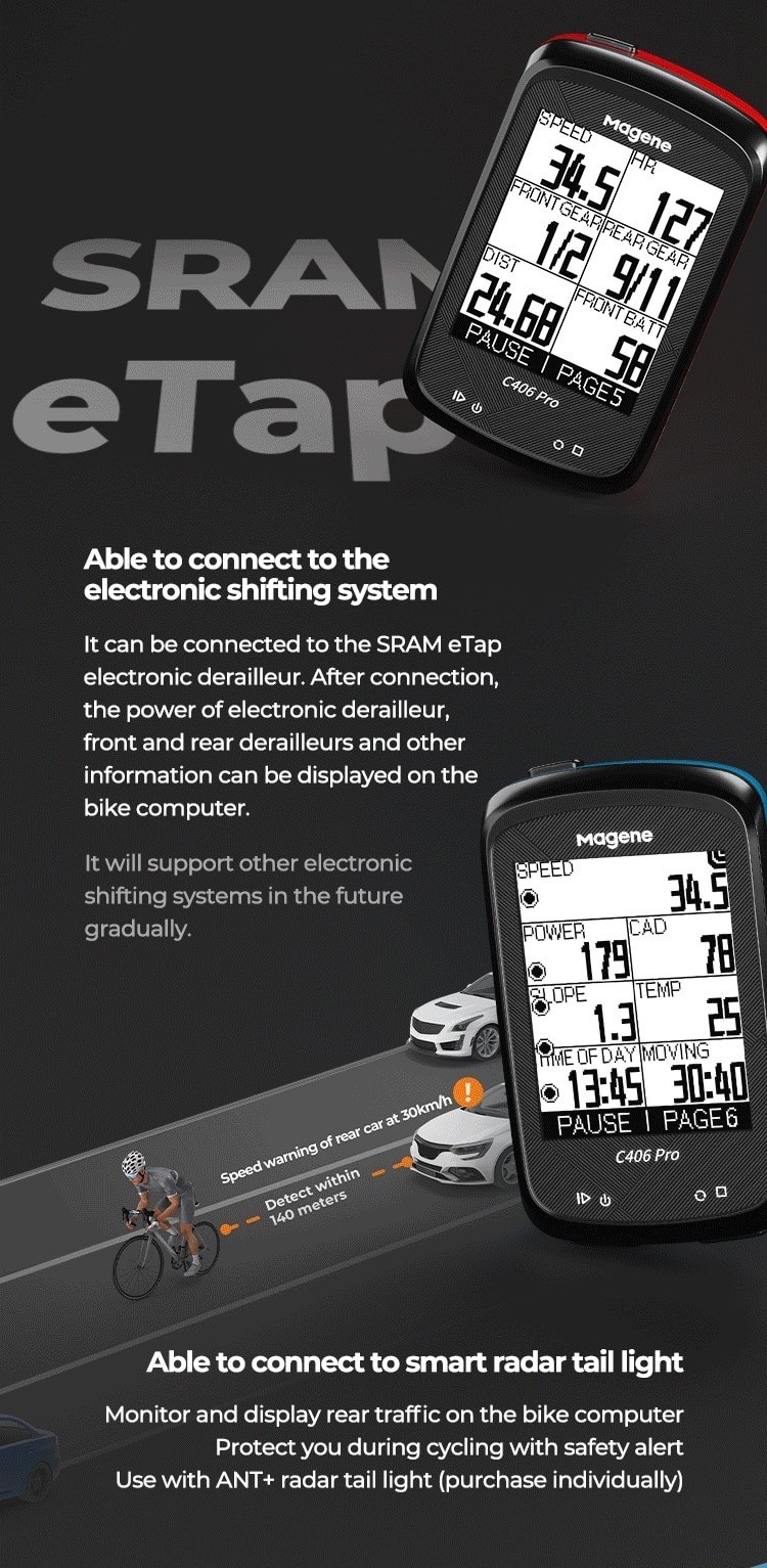 MAGENE : C406 Pro ไมล์ GPS พร้อมระบบนำทาง ฐานบาร์ฟลาย