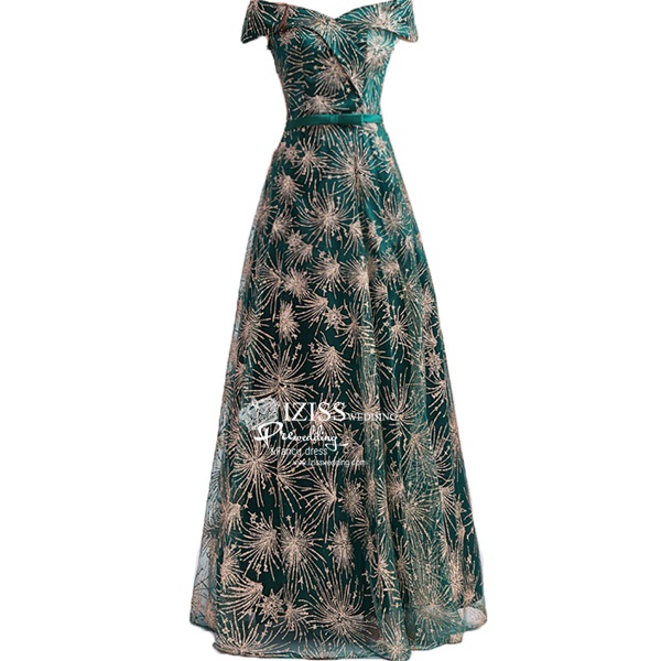 DL080 **พร้อมส่ง** ชุดออกงานสีเขียว ชุดราตรี เดรสยาวออกงาน (Night party dresses) ชุดไปงานแต่งงานสวยๆ "ธีมสีเขียวเข้ม"