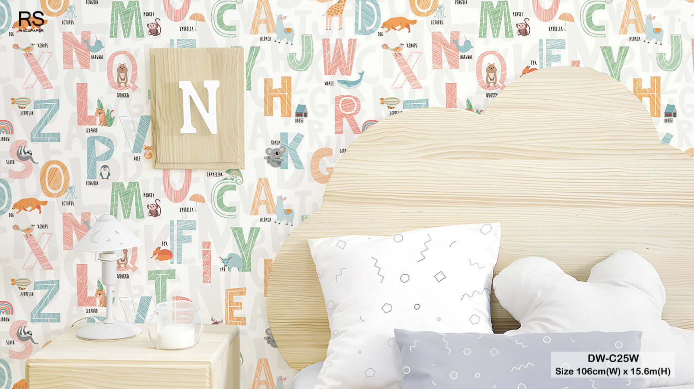 วอลเปเปอร์ห้องเด็ก ลายตัวหนังสือ Enfant No.DW-C25W