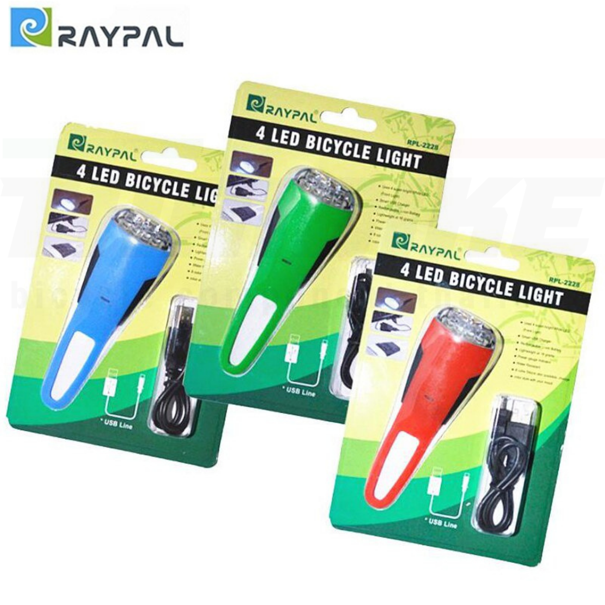 ไฟหน้าจักรยาน RAYPAL RPL-2228 4LED 50LM ชาร์จ USB