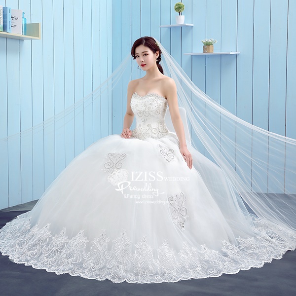 BR295 **พรีออเดอร์**ชุดแต่งงาน&ชุดเจ้าสาวแบบยาวสีขาวเกรดพรีเมี่ยม หรูหราน่ารัก สวยโดดเด่นไม่ซ้ำใคร