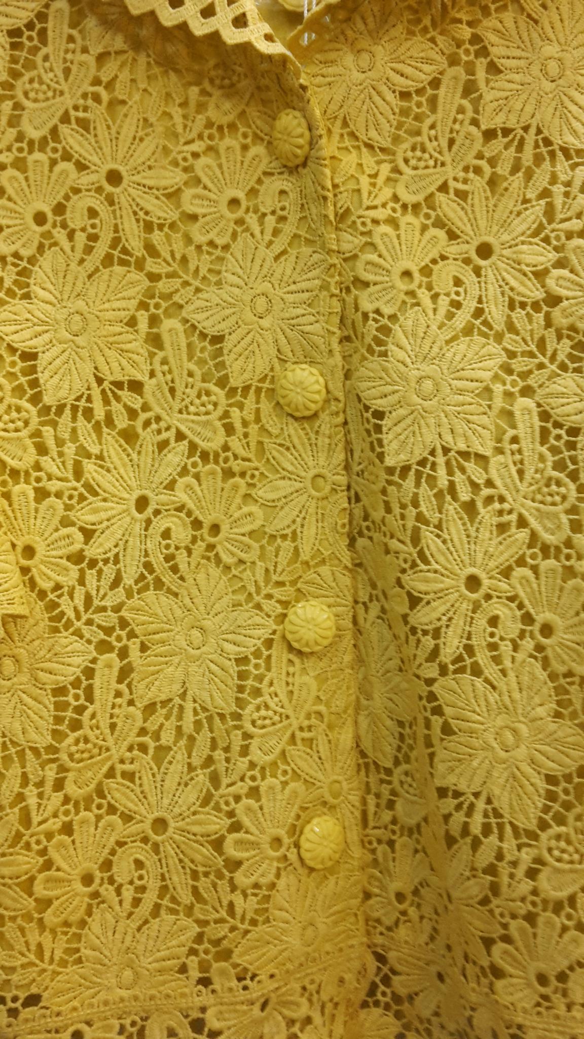 เสื้อลูกไม้ฝรั่งสีเหลืองแต่งลูกไม้เชิง เสื้อผ้าลูกไม้สไตน์ผู้ใหญ่หรู จับแมทเสื้อผ้าได้ง่ายทั้งกางเกง กางเกง หรือผ้าถุงไทย