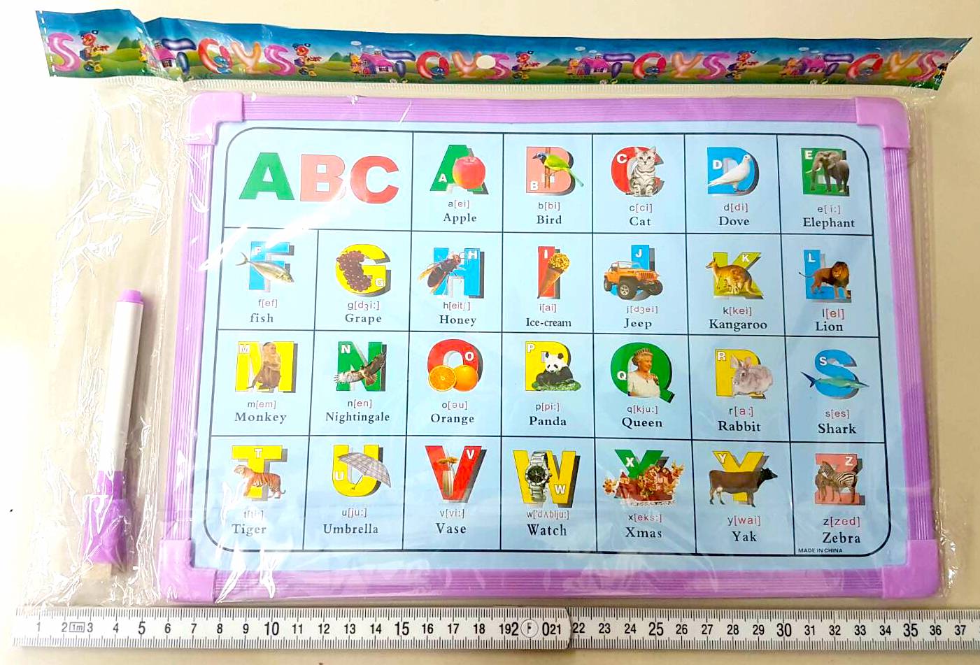 กระดานไวท์บอร์ดใหญ่ ABC+ปากกา 20x30 cm.