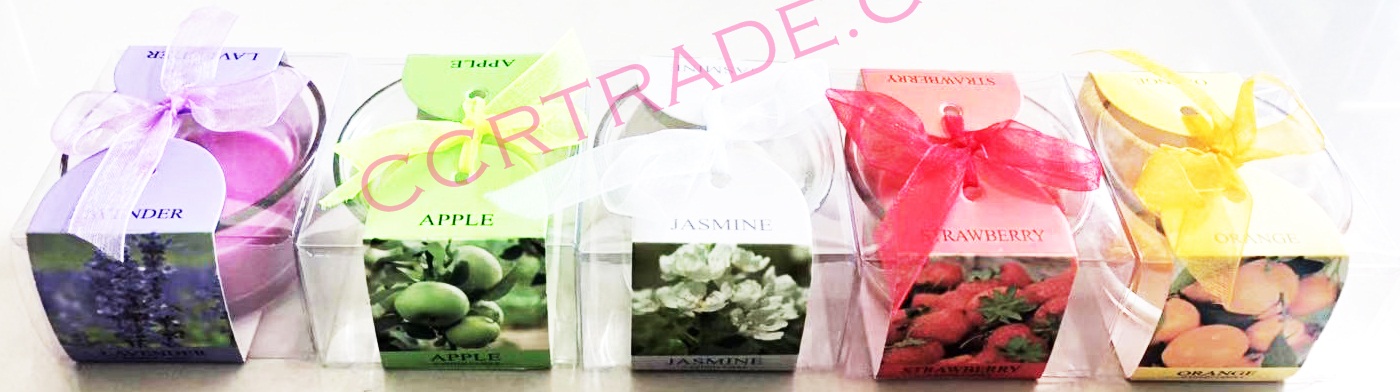 เทียนหอมแก้วกล่องโบว์ถาด 28 ซม.