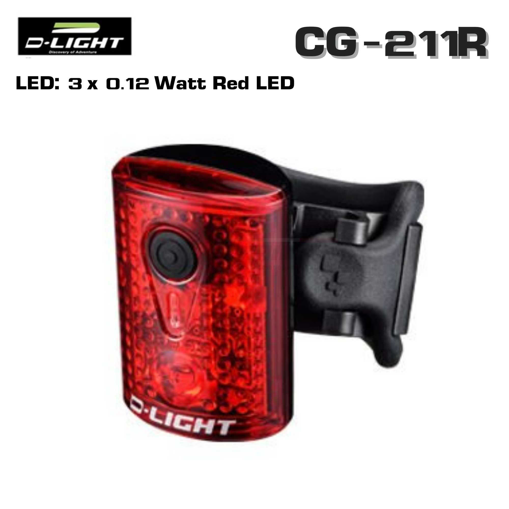 ไฟท้ายจักรยาน D-LIGHT CG-211R (งานไต้หวัน) USB