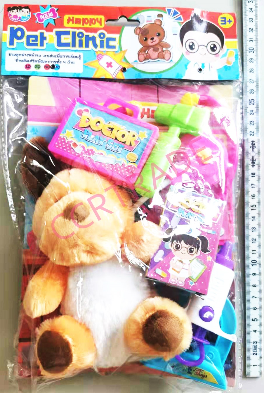 เซ็ทคุณหมอหูฟัง+ตุ๊กตาสัตว์เลี้ยงถุง PVC 22x34 ซม.(1x3)