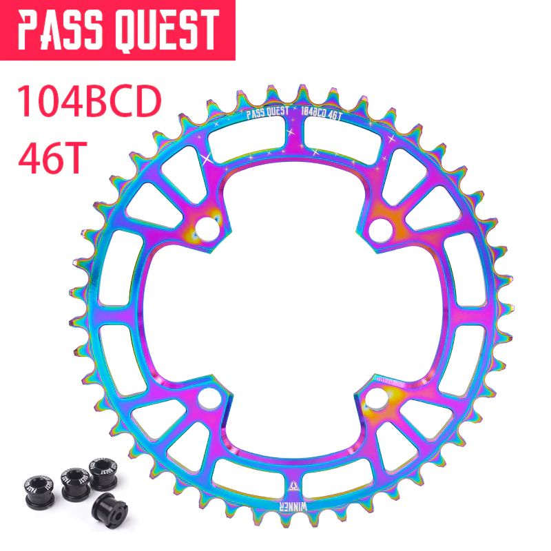 ใบจานเดี่ยวจักรยาน PASS QUEST 104 BCD 32T 34T 48T