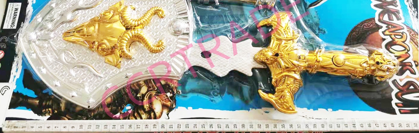 ดาบอัศวิน+ปลอกแขน+โล่มังกรแผงจัมโบ้ 63 ซม.(1x3)