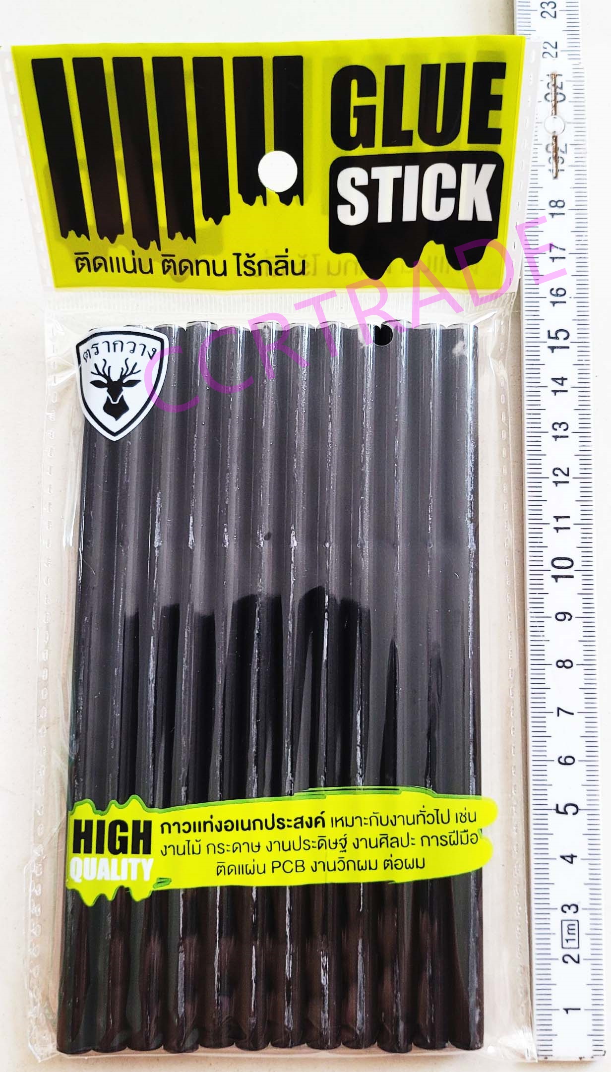 กาวร้อน 12 แท่งแพ็คถุง (สีดำ) 21.5 ซม.