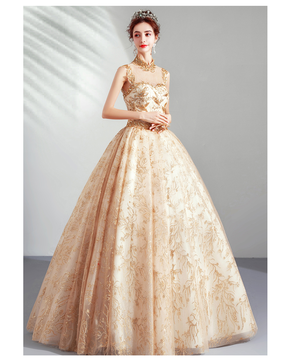 DL096 **พรีออเดอร์** ชุดออกงานสีทอง ชุดราตรี เดรสยาวออกงาน (Night party dresses) ชุดไปงานแต่งงานสวยๆ "ธีมสีทอง