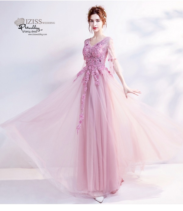 DL031 - **พรีออเดอร์** ชุดราตรี เดรสยาวออกงาน (Night party dresses) ชุดไปงานแต่งงานสวยๆ "ธีมสีชมพูกะปิ"