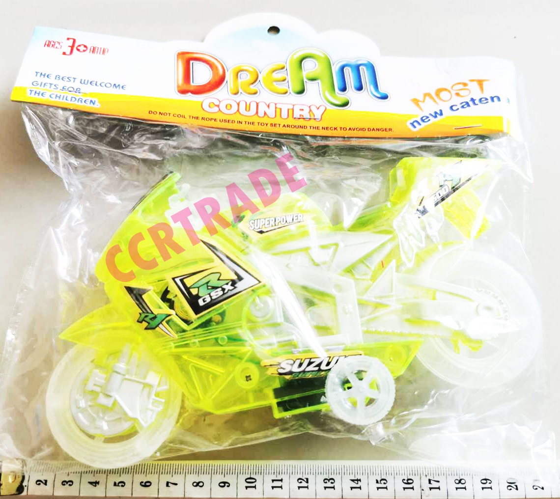 รถมอเตอร์ไซด์ มีเสียง มีไฟถุง PVC 21.5 ซม.(มีถ่านในตัว)