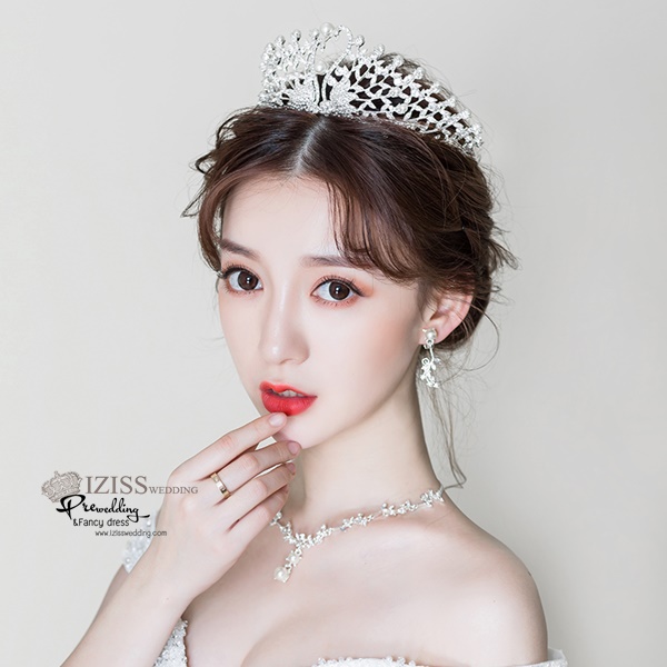 AC020 **พรีออเดอร์**เทียร่า มงกุฎเพชร ต่างหู สร้อยคอเจ้าสาว ชุดเครื่องประดับเจ้าสาวสวยหรูดุจเจ้าหญิง