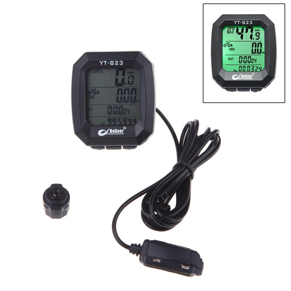 ไมล์จักรยานแบบมีสาย BOGEER YT-829 มีไฟ วัดระยะทาง วัดเร็ว(กล่องไม่สวย)