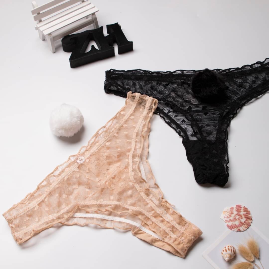 BLS✿260 กางเกงในลูกไม้ แต่งปอมๆหางกระต่าย