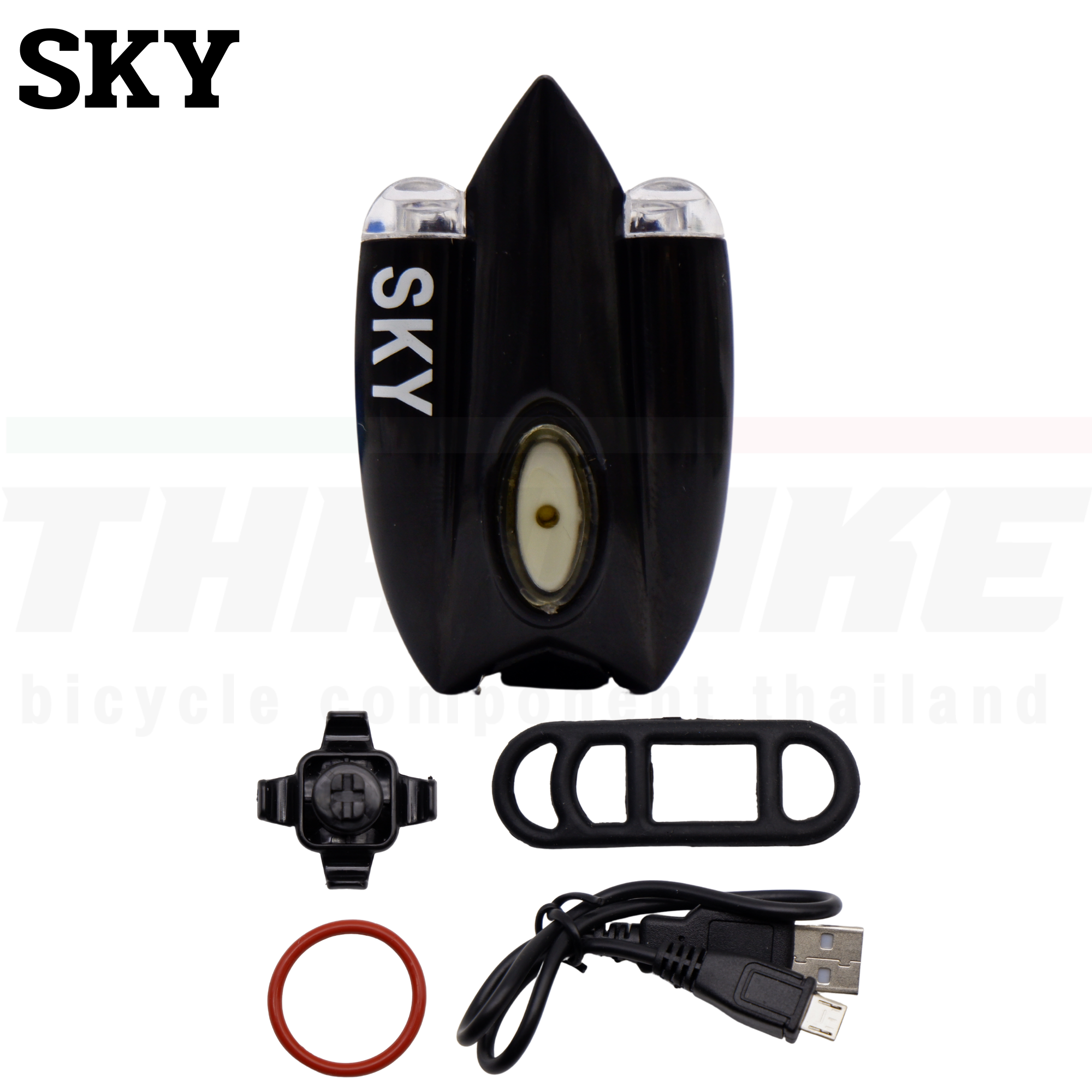 ชุดไฟติดหมวกจักรยาน SKY แบบชาร์จ USB ไฟหน้าท้ายจักรยาน