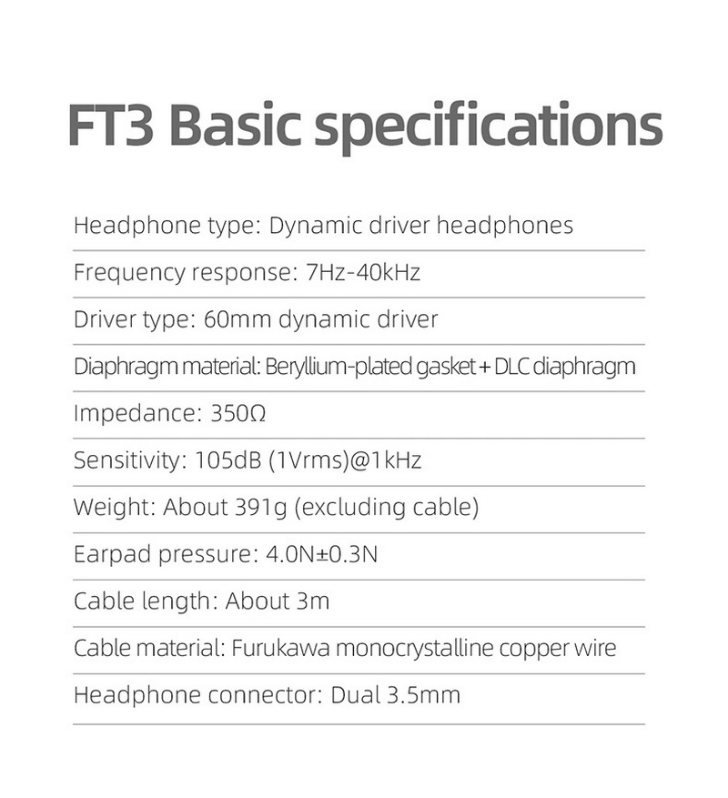 FiiO FT3 หูฟังเฮดโฟนความละเอียดสูง ไดรเวอร์ไดนามิกขนาดใหญ่ ประกันศูนย์ไทย