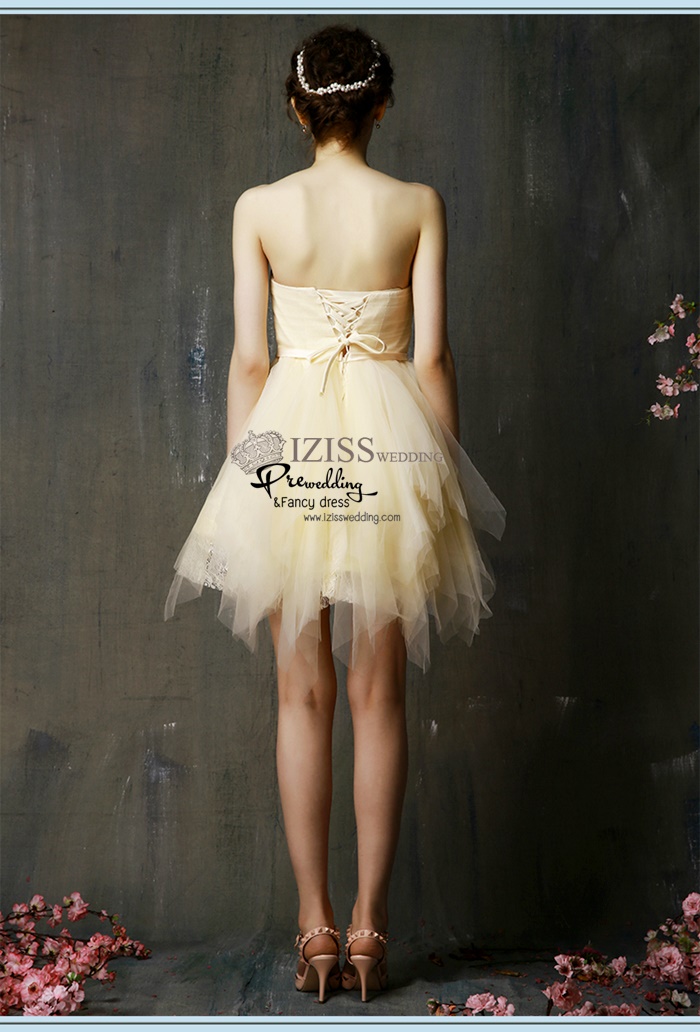 ฺBM0109 - พรีออเดอร์ ชุดเพื่อนเจ้าสาวราตรีสั้นสีครีมและสีโอโรส สวยมากๆค่ะ