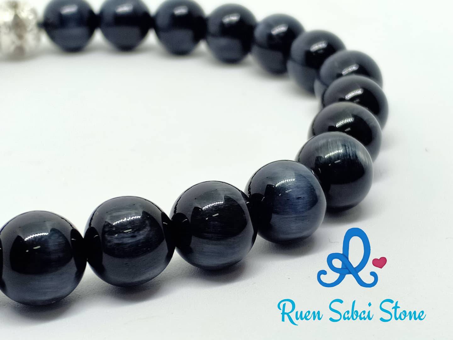 กำไลหิน บลูไทเกอร์อาย เป็นหินมงคลตระกูลไทเกอร์อาย ขนาด 8 มม. เกรด A+