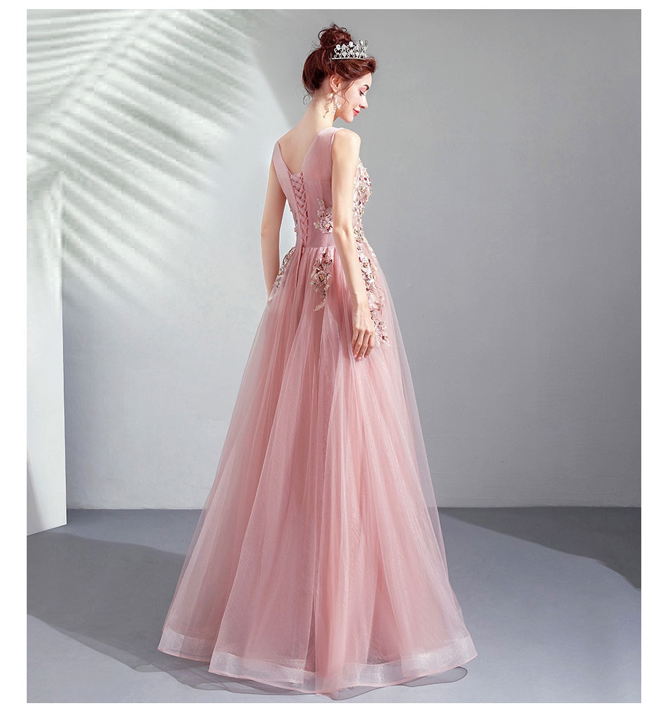 DL083 **พรีออเดอร์** ชุดออกงานสีชมพูทอง ชุดราตรี เดรสยาวออกงาน (Night party dresses) ชุดไปงานแต่งงานสวยๆ "ธีมสี Pink Gold"