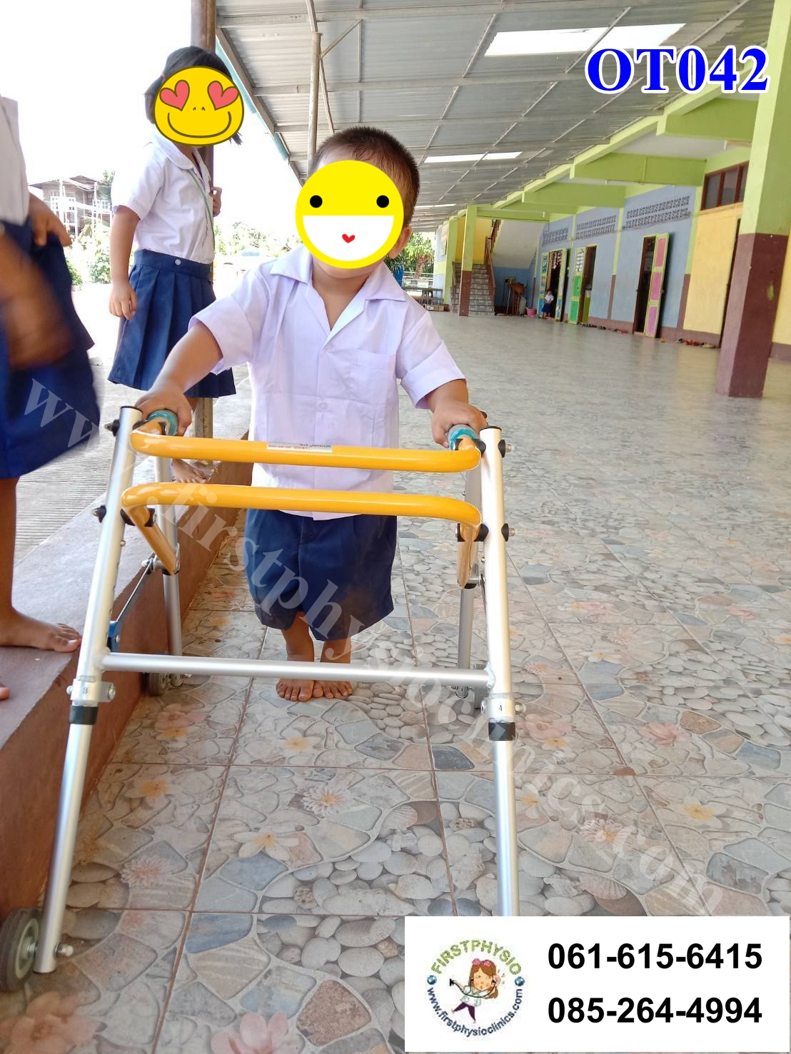 Posterior Walker/เครื่องช่วยฝึกเดินแบบมีล้อพับได้ ขนาดกลาง ที่ช่วยเดินแบบมีล้อขนาดกลาง สำหรับความสูงตั้งแต่100-120 เซนติเมตรรุ่น OT042