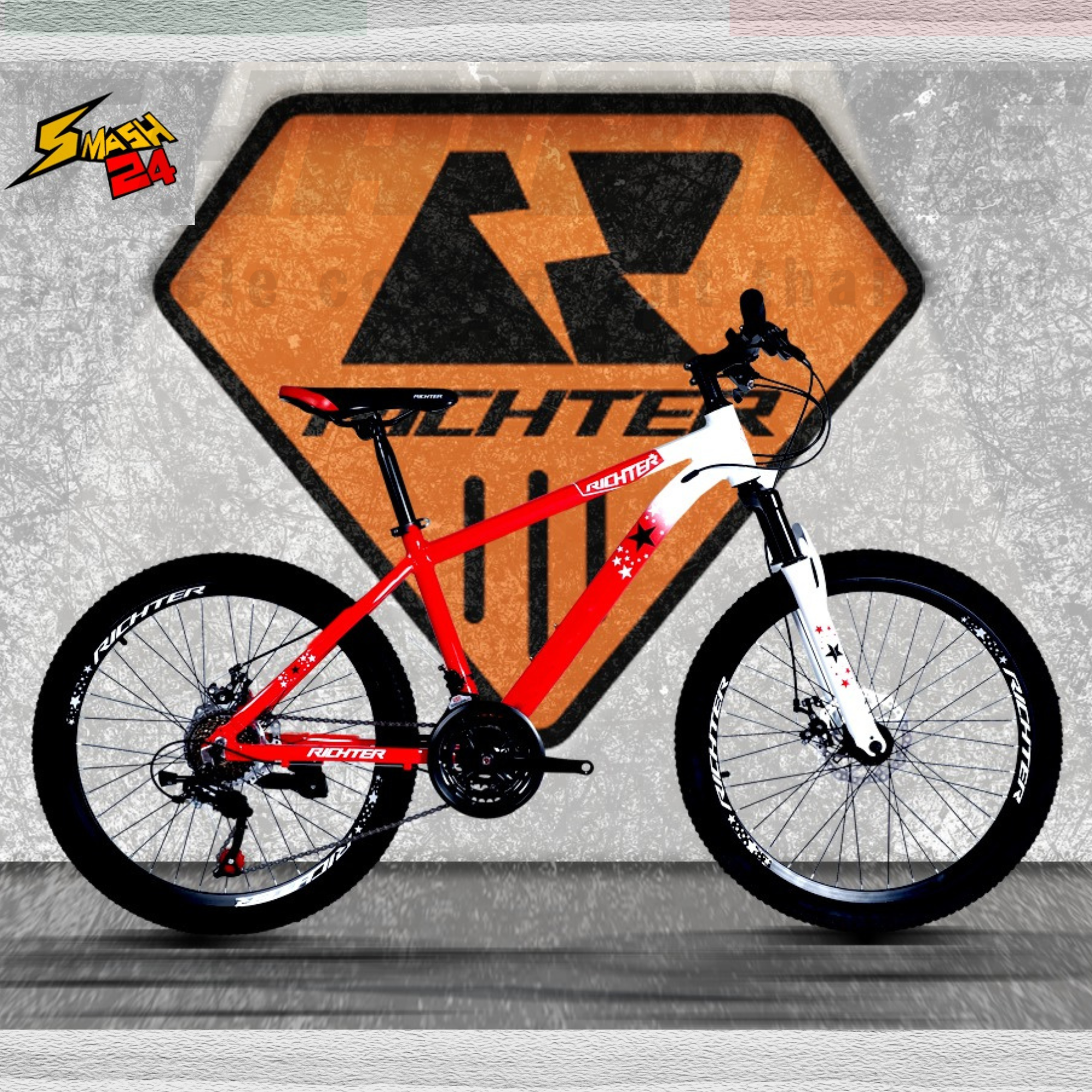 จักรยานเสือภูเขาล้อ 24 นิ้ว เฟรมอลูมิเนียม RICHTER SMASH 24