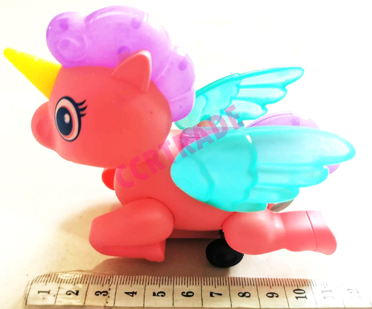 ม้ายูนิคอร์นสีหวานดึงสาย มีไฟถาด 9x11 ซม.(งานห้าง)